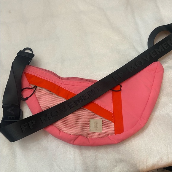 New! FP Movement by Free People Pink Nothin But Net Sling Belt Bag - Picture 5 of 8